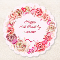 19. Geburtstag Pink Roses Wirbles Herz
