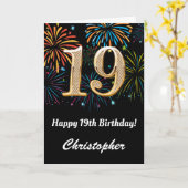 19. Geburtstag Regenbogen Feuerwerke Schwarz und G Karte (Gelbe Blume)
