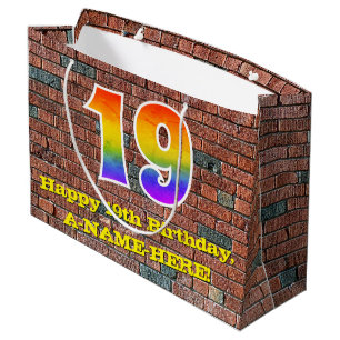 19. Geburtstag: Spaß, Graffiti-inspirierter Regenb Große Geschenktüte