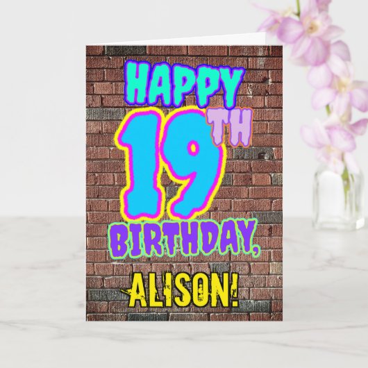 19. Geburtstag - Spaß, Urban Graffiti Inspiriert L Karte (Orchidee)