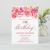 19. Geburtstag Valentine Rosa Wirbles Herz Einladung (Stehend Vorderseite)