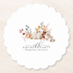 19. Geburtstag Weißkürbis Fall Blume Custom Untersetzer