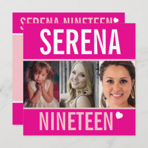 19. Geburtstagsfeier Foto pink Einladung