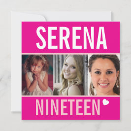 19. Geburtstagsfeier Foto pink Einladung