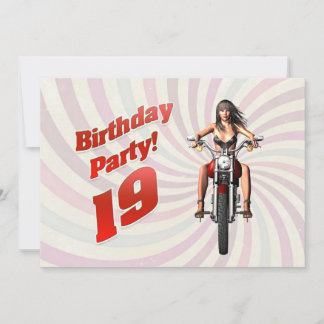 19. Geburtstagsfeier mit einem Mädchen auf einem M Einladung