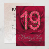 19. Geburtstagsfeier mit Rose Einladung (Vorne/Hinten)