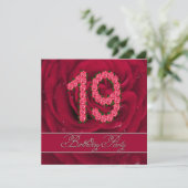 19. Geburtstagsfeier mit Rose Einladung (Stehend Vorderseite)