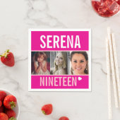 19. Geburtstagsfeier Sonderveranstaltung Foto pink Serviette (Beispiel)