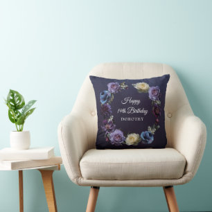 19. Geburtstagsgeschenk Custom Moody Lila Blume Kissen
