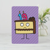 19. Geburtstagskuchen mit Kerzen Einladung (Stehend Vorderseite)