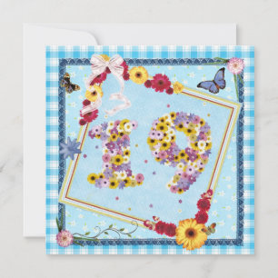 19. Geburtstagsparty Einladung Blume, Schmetterlin