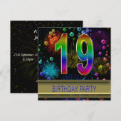 19. Geburtstagsparty Einladung mit Blasen (Vorne/Hinten)