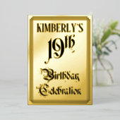 19. Geburtstagsparty — Elegantes Script + Individu Folieneinladung (Stehend vorne)