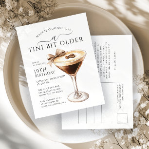19. Geburtstagsparty Espresso Martini Bow Boans Einladungspostkarte