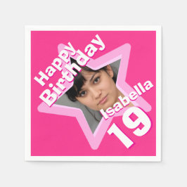 19. Geburtstagsparty Foto Stern heißen rosa Servie Serviette