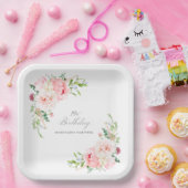 19. Geburtstagsparty Rosa Blumensprache Pappteller (Party)