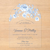 19. Geburtstagsüberraschung Party Blauer Blumenbog Acryleinladungen (Vorderseite)