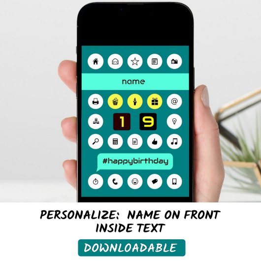 19. Hashtag Computing Geburtstag hinzufügen Karte