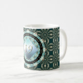 19. Hochzeitstag Acquamarine Medallion Cof Kaffeetasse (VorderseiteRechts)