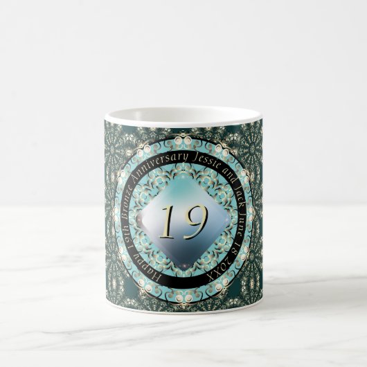 19. Hochzeitstag Acquamarine Medallion Cof Kaffeetasse (Mittel)