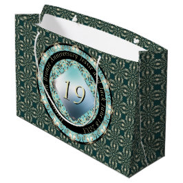 19. Hochzeitstag Acquamarine MedallionText Große Geschenktüte