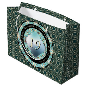 19. Hochzeitstag Acquamarine MedallionText Große Geschenktüte