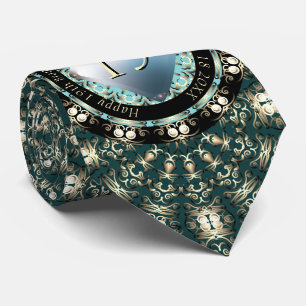 19. Hochzeitstag Acquamarine MedallionText Krawatte