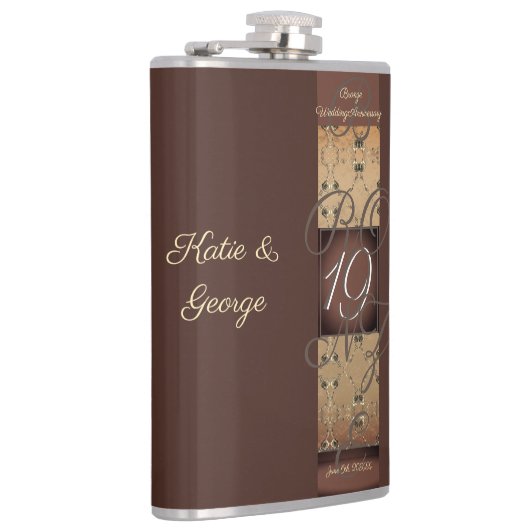 19. Hochzeitstag Dunkle Bronze  Flachmann (Rechts)