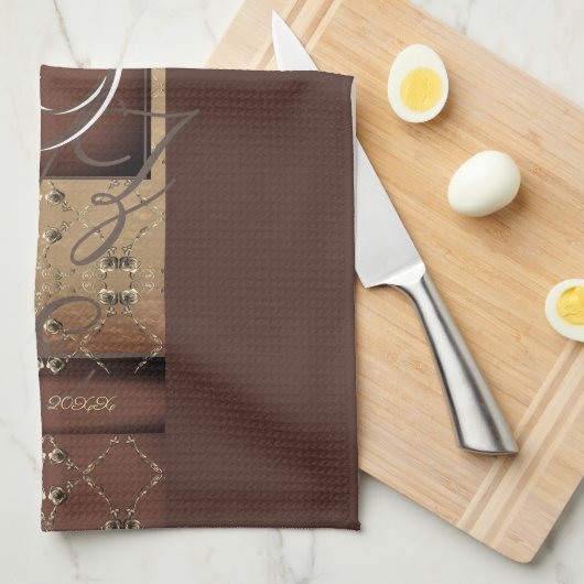 19. Hochzeitstag Dunkle Bronze Geschirrtuch (Viertel Falte)