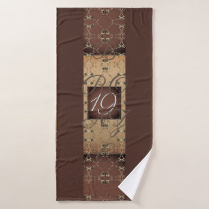 19. Hochzeitstag Dunkle Bronze Monogramm  Badhandtuch Set