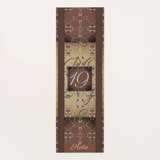 19. Hochzeitstag Dunkle Bronze Monogramm Yogamatte (Rückseite)