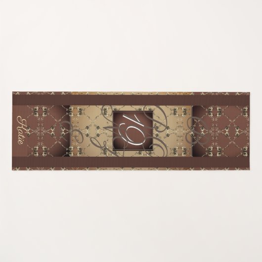 19. Hochzeitstag Dunkle Bronze Monogramm Yogamatte (Vorderseite (Horizontal))
