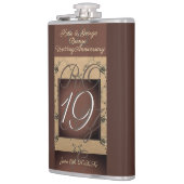 19. Hochzeitstag Dunkle BronzeFlasche Flachmann (Links)
