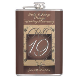19. Hochzeitstag Dunkle BronzeFlasche Flachmann