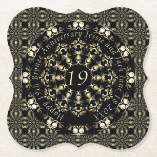 19. Hochzeitstag Mandala Medallion Text Untersetzer