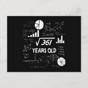 19 Jahre alter Tag Geeky Mathe 19. Geburtstag Gesc Postkarte