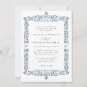 19. Jahrhundert Antikes Verziertes Border Aged Blu Einladung (Vorderseite)