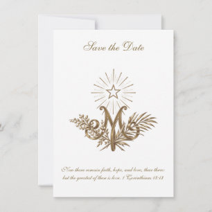19. Jahrhundert Gold Marianisches Monogramm Kathol Save The Date