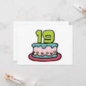 19-jähriger Geburtstagskuchen Karte (Vorderseite/Rückseite Beispiel)