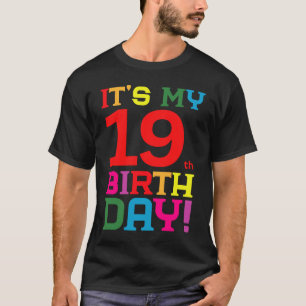 19-jähriges, farbenfrohes Fest zum Geburtstag, sei T-Shirt