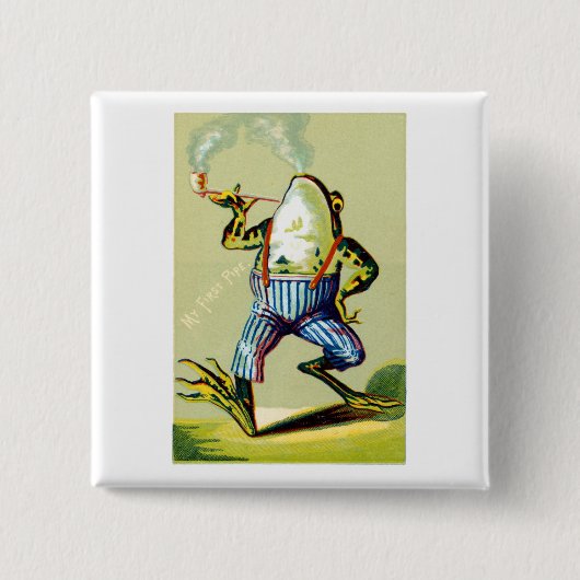 19. Jh. Pfeife rauchender Frosch Button (Vorderseite)