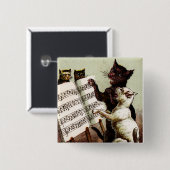 19. Jh. singende Katzen Button (Vorne & Hinten)