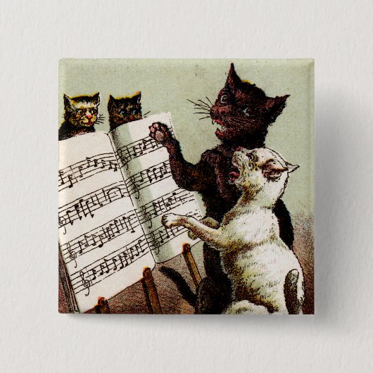 19. Jh. singende Katzen Button (Vorderseite)