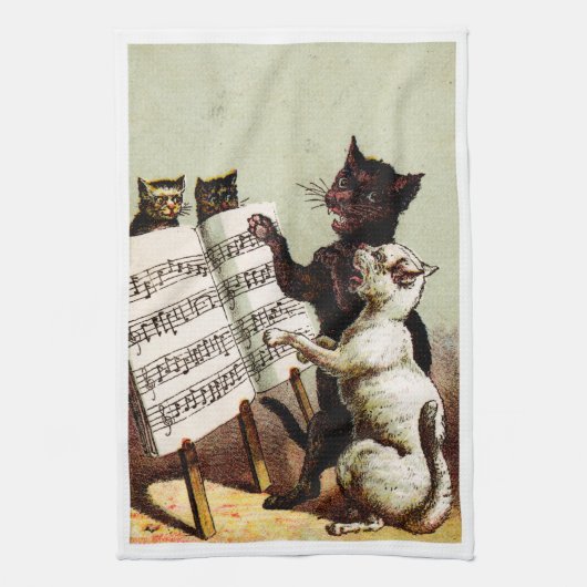 19. Jh. singende Katzen Handtuch (Vertikal)