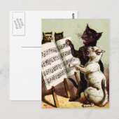 19. Jh. singende Katzen Postkarte (Vorne/Hinten)