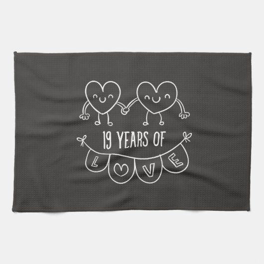 19. Jubiläum Geschenk Chalk Herzen Küchentuch (Horizontal)
