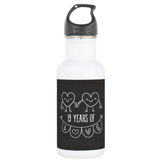 19. Jubiläum Geschenk Chalk Herzen Trinkflasche (Vorderseite)