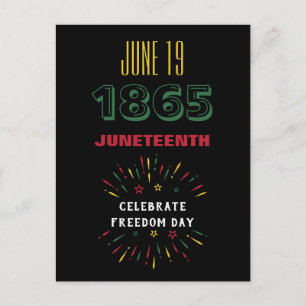 19. Juni 1865 Juneteenth Black History Feuerwerk Feiertagspostkarte