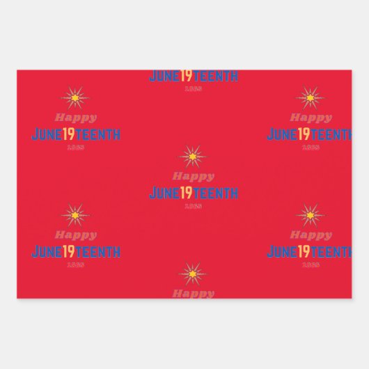 19. Juni Wrapping Paper Flat Sheet Set von 3 Geschenkpapier Set (Vorderseite 2)