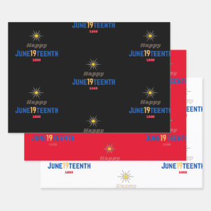 19. Juni Wrapping Paper Flat Sheet Set von 3 Geschenkpapier Set